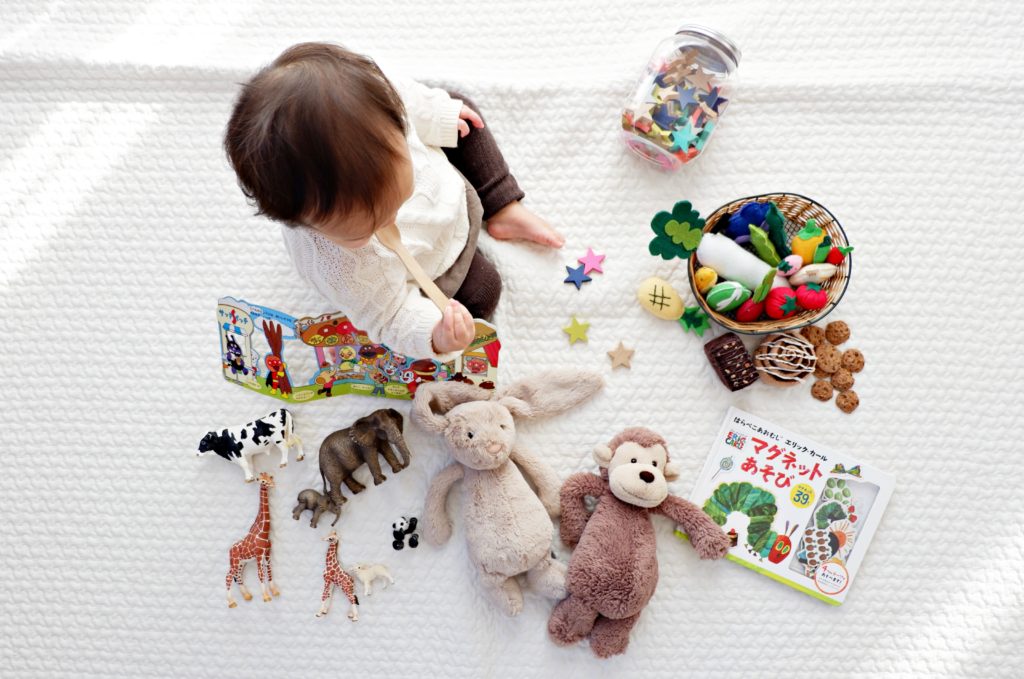 Child playing with toys